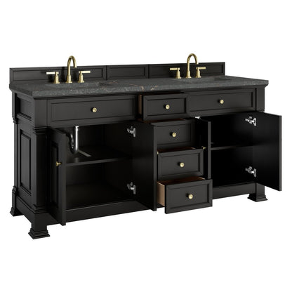 James Martin - Brookfield 72" Double Vanity, Black Onyx w/ 3 CM Parisien Bleu Silestone Top w/ FreePower Wireless Charger - 547-V72-BKO-FPBL view 9