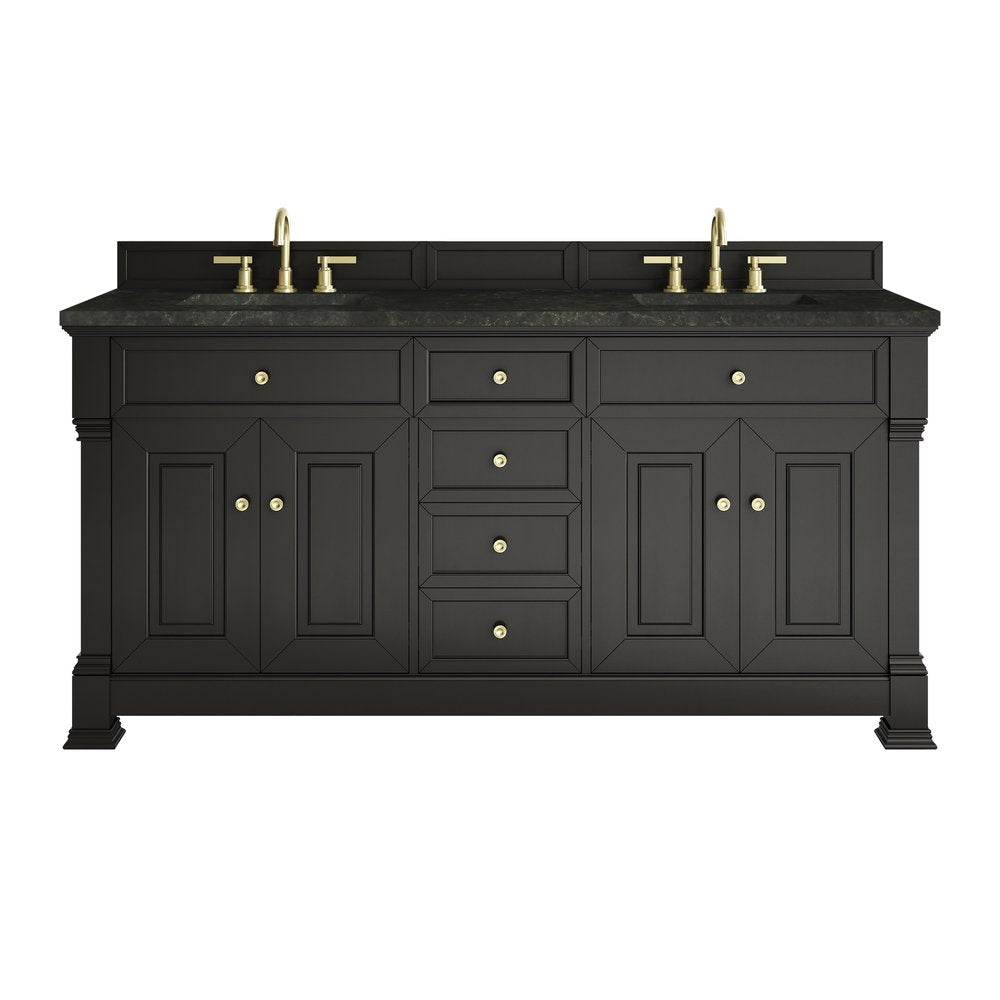 James Martin - Brookfield 72" Double Vanity, Black Onyx, w/ 3 CM Phantome Eclos Top - 547-V72-BKO-3PHT view 1