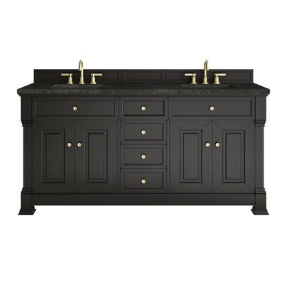 James Martin - Brookfield 72" Double Vanity, Black Onyx, w/ 3 CM Phantome Eclos Top - 547-V72-BKO-3PHT view 1
