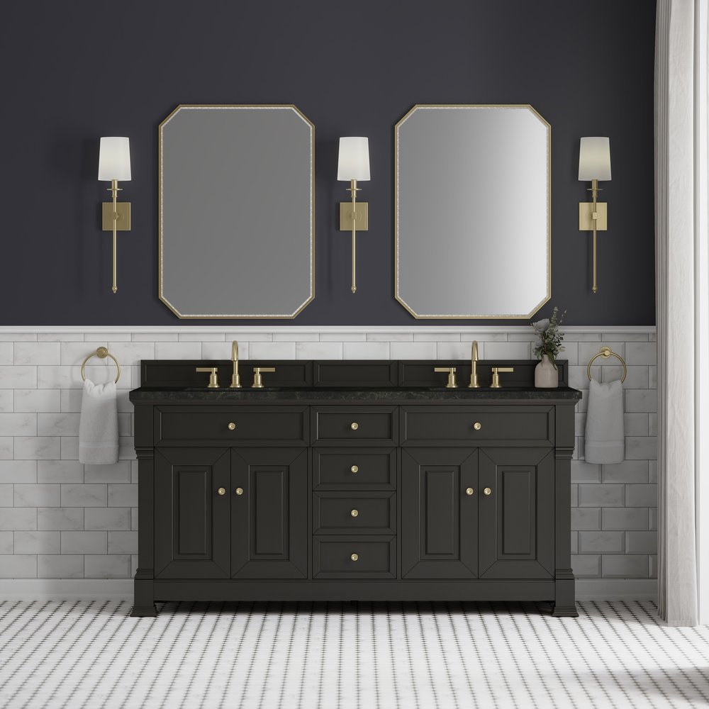 James Martin - Brookfield 72" Double Vanity, Black Onyx, w/ 3 CM Phantome Eclos Top - 547-V72-BKO-3PHT view 3