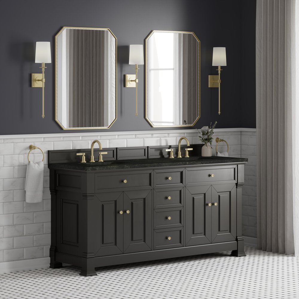 James Martin - Brookfield 72" Double Vanity, Black Onyx, w/ 3 CM Phantome Eclos Top - 547-V72-BKO-3PHT view 4