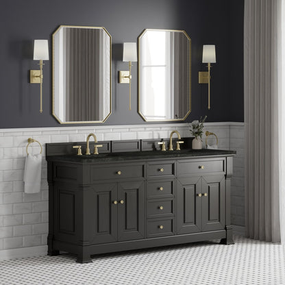 James Martin - Brookfield 72" Double Vanity, Black Onyx, w/ 3 CM Phantome Eclos Top - 547-V72-BKO-3PHT view 4