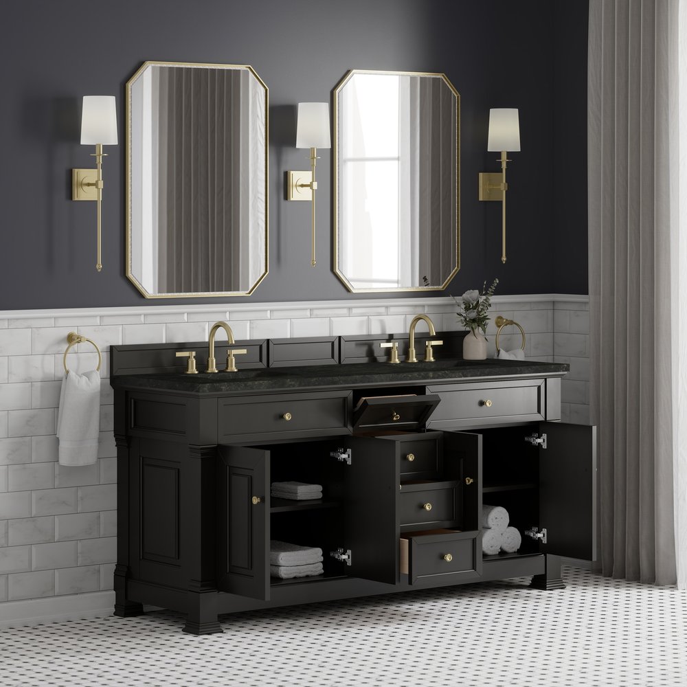 James Martin - Brookfield 72" Double Vanity, Black Onyx, w/ 3 CM Phantome Eclos Top - 547-V72-BKO-3PHT view 5