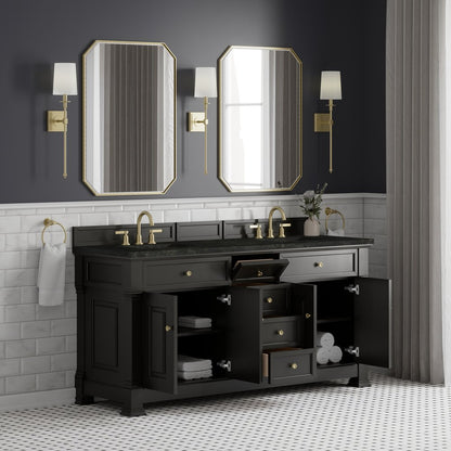 James Martin - Brookfield 72" Double Vanity, Black Onyx, w/ 3 CM Phantome Eclos Top - 547-V72-BKO-3PHT view 5