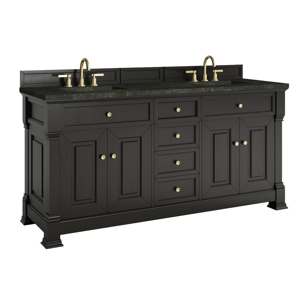 James Martin - Brookfield 72" Double Vanity, Black Onyx, w/ 3 CM Phantome Eclos Top - 547-V72-BKO-3PHT view 9