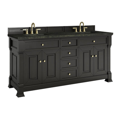 James Martin - Brookfield 72" Double Vanity, Black Onyx, w/ 3 CM Phantome Eclos Top - 547-V72-BKO-3PHT view 9