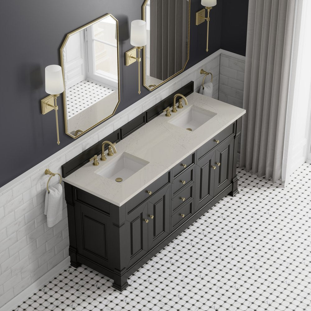 James Martin - Brookfield 72" Double Vanity, Black Onyx, w/ 3 CM Siberian Silestone Top - 547-V72-BKO-3SFR view 7