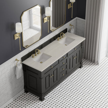 James Martin - Brookfield 72" Double Vanity, Black Onyx, w/ 3 CM Siberian Silestone Top - 547-V72-BKO-3SFR view 7