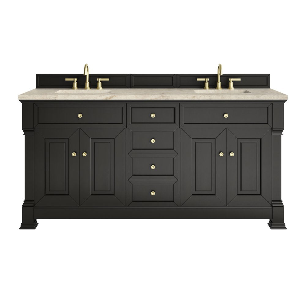 James Martin - Brookfield 72" Double Vanity, Black Onyx, w/ 3 CM Tajnar Eclos Top - 547-V72-BKO-3TJR view 1
