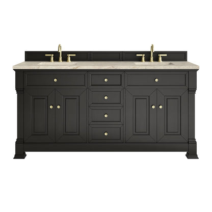 James Martin - Brookfield 72" Double Vanity, Black Onyx, w/ 3 CM Tajnar Eclos Top - 547-V72-BKO-3TJR view 1