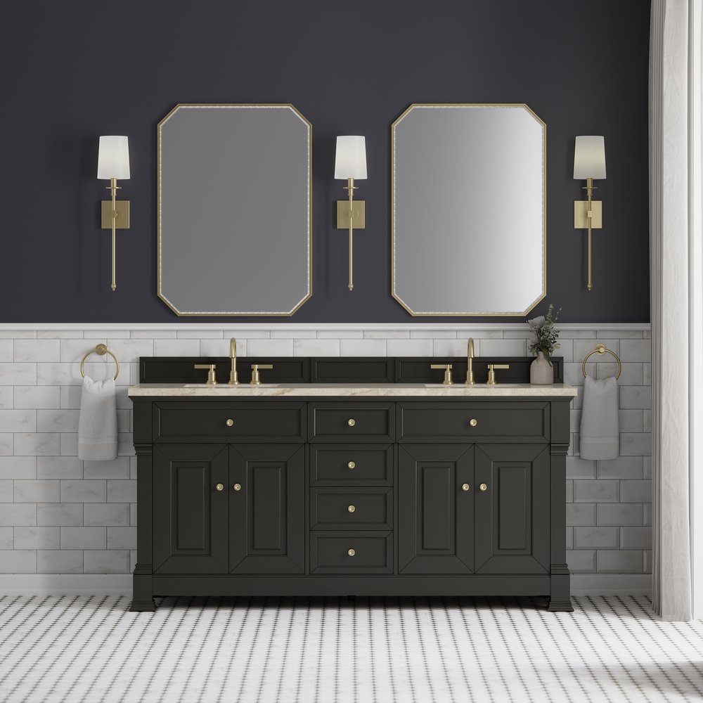 James Martin - Brookfield 72" Double Vanity, Black Onyx, w/ 3 CM Tajnar Eclos Top w/FreePower Wireless Charger - 547-V72-BKO-FTJR view 3