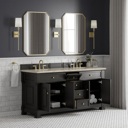 James Martin - Brookfield 72" Double Vanity, Black Onyx, w/ 3 CM Tajnar Eclos Top w/FreePower Wireless Charger - 547-V72-BKO-FTJR view 5