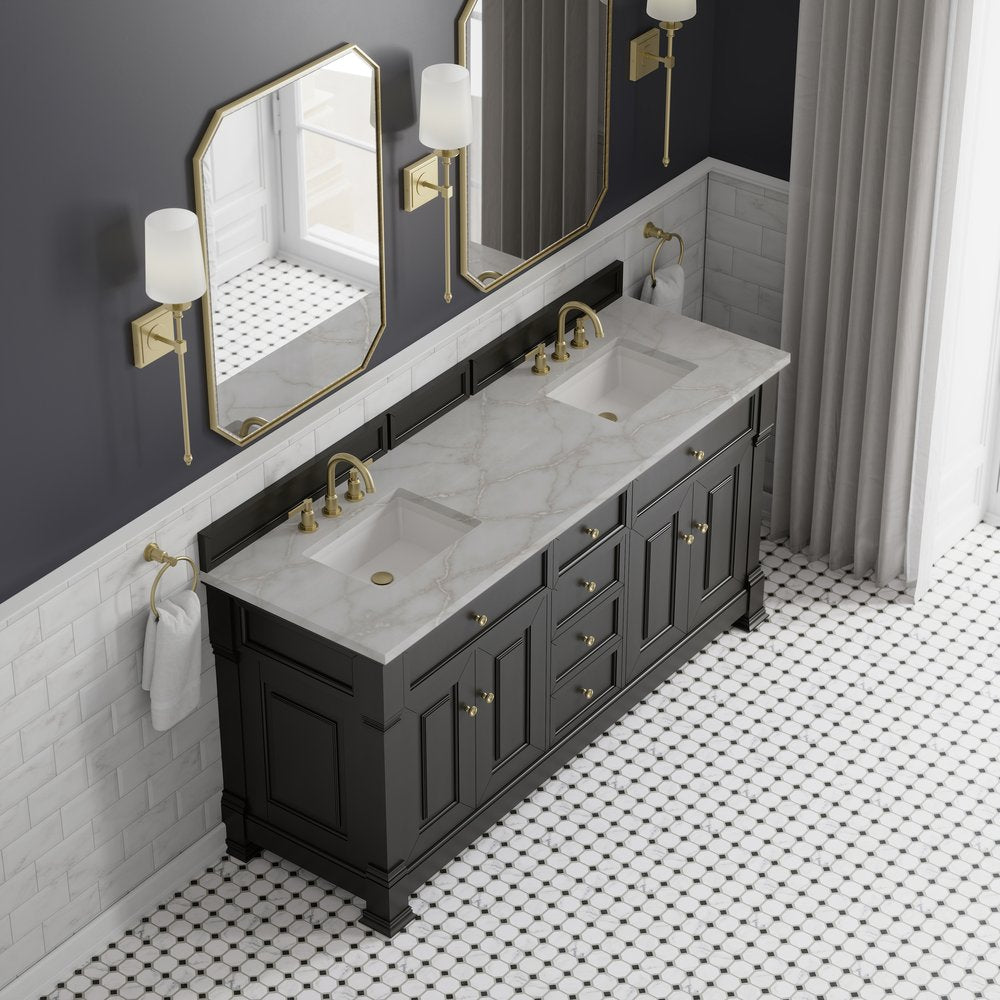 James Martin - Brookfield 72" Double Vanity, Black Onyx w/ 3 CM Victorian Silver Silestone Top w/ FreePower Wireless Charger - 547-V72-BKO-FVSL view 9