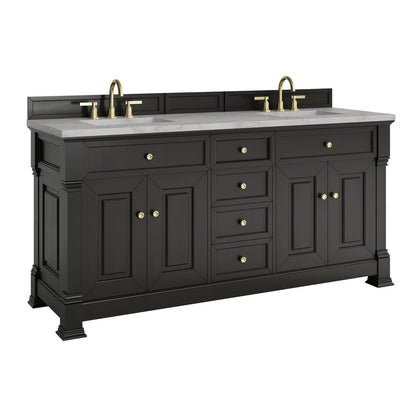 James Martin - Brookfield 72" Double Vanity, Black Onyx w/ 3 CM Victorian Silver Silestone Top w/ FreePower Wireless Charger - 547-V72-BKO-FVSL view 14