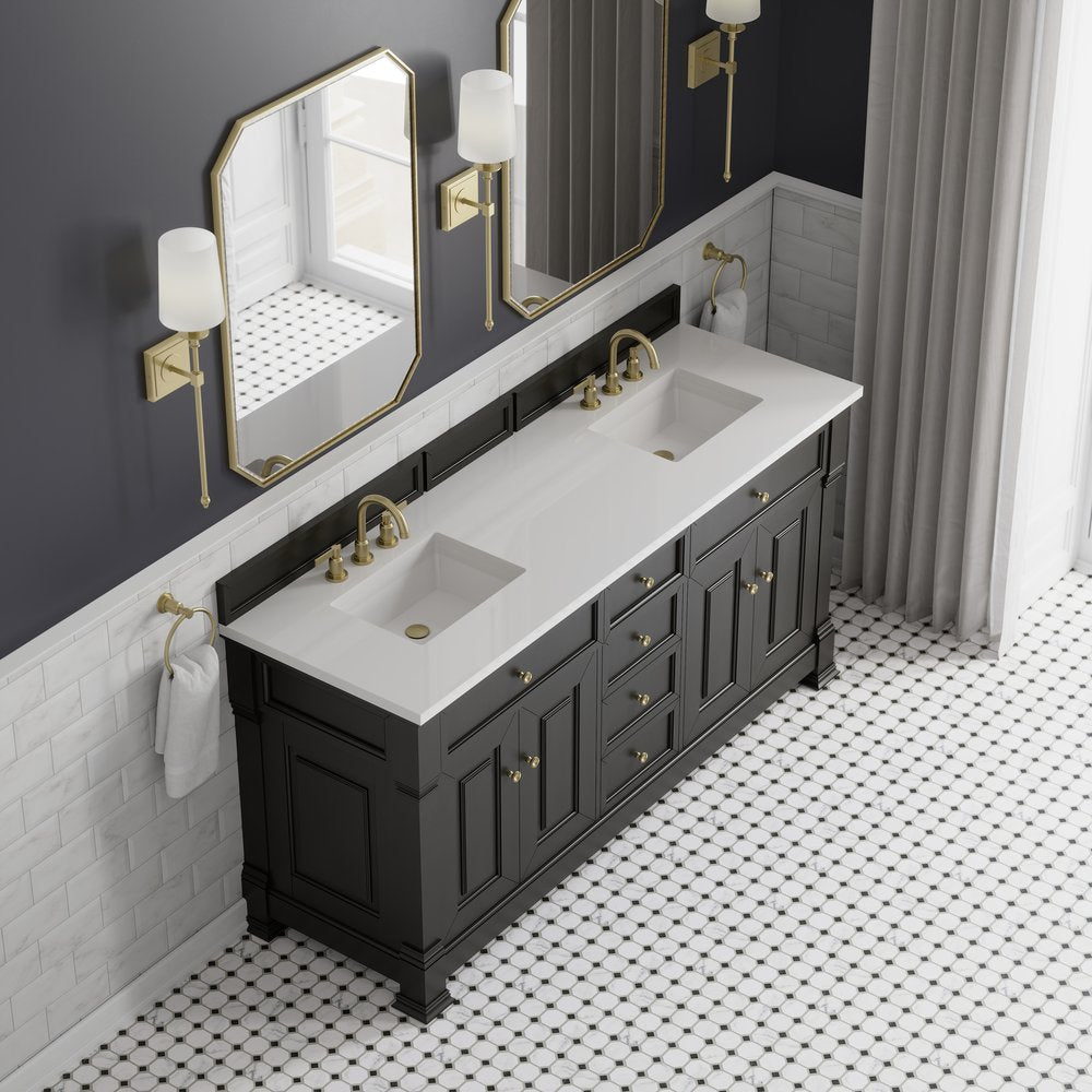 James Martin - Brookfield 72" Double Vanity, Black Onyx, w/ 3 CM White Zeus Silestone Top - 547-V72-BKO-3WZ view 7