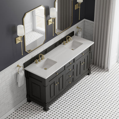 James Martin - Brookfield 72" Double Vanity, Black Onyx, w/ 3 CM White Zeus Silestone Top - 547-V72-BKO-3WZ view 7