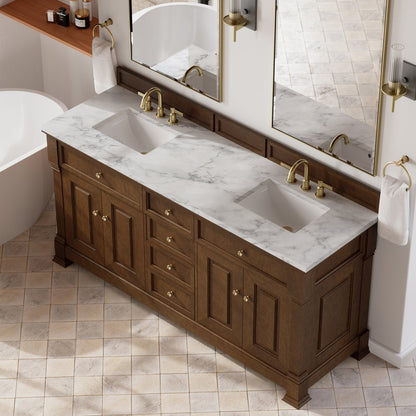James Martin - Brookfield 72" Double Vanity, Honey Oak w/3 CM Carrara White Marble Top - 547-V72-HNO-3CAR view 7