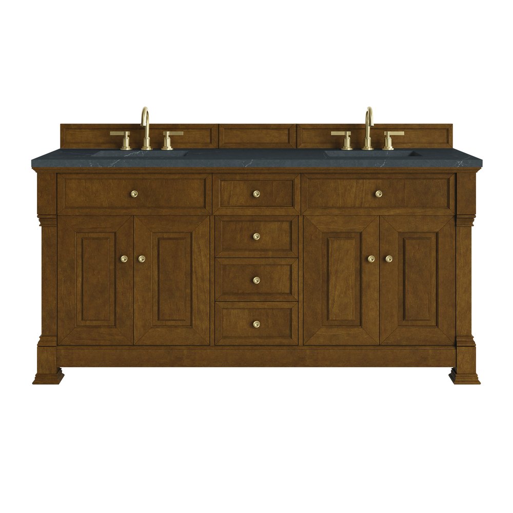 James Martin - Brookfield 72" Double Vanity, Honey Oak, w/ 3 CM Charcoal Soapstone Silestone Top - 547-V72-HNO-3CSP view 1