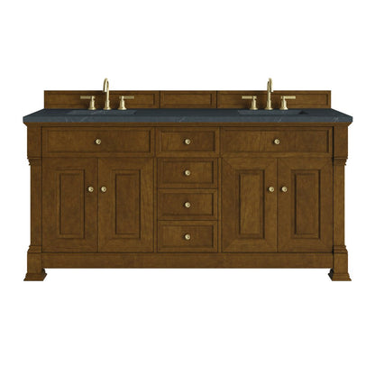 James Martin - Brookfield 72" Double Vanity, Honey Oak, w/ 3 CM Charcoal Soapstone Silestone Top - 547-V72-HNO-3CSP view 1
