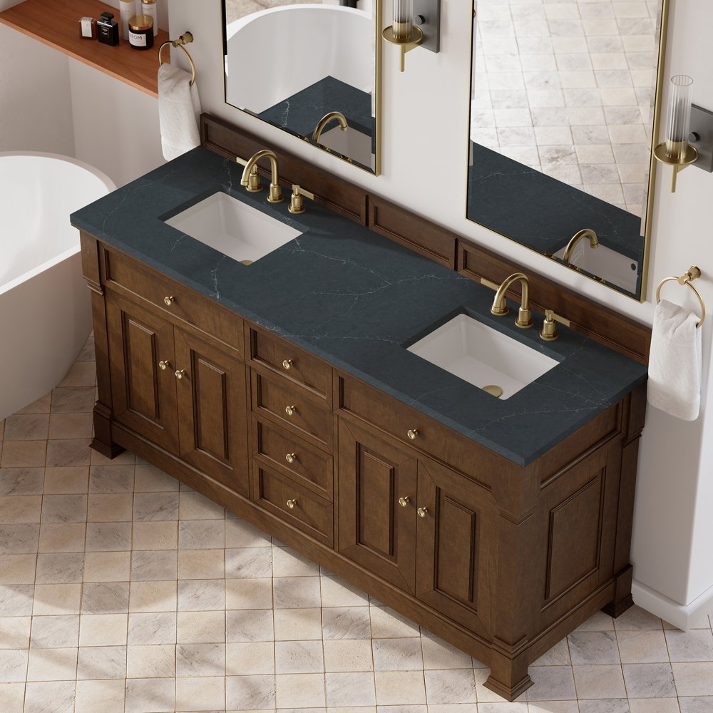 James Martin - Brookfield 72" Double Vanity, Honey Oak, w/ 3 CM Charcoal Soapstone Silestone Top - 547-V72-HNO-3CSP view 7