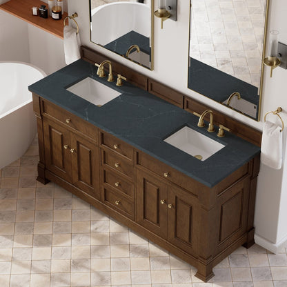 James Martin - Brookfield 72" Double Vanity, Honey Oak, w/ 3 CM Charcoal Soapstone Silestone Top - 547-V72-HNO-3CSP view 7