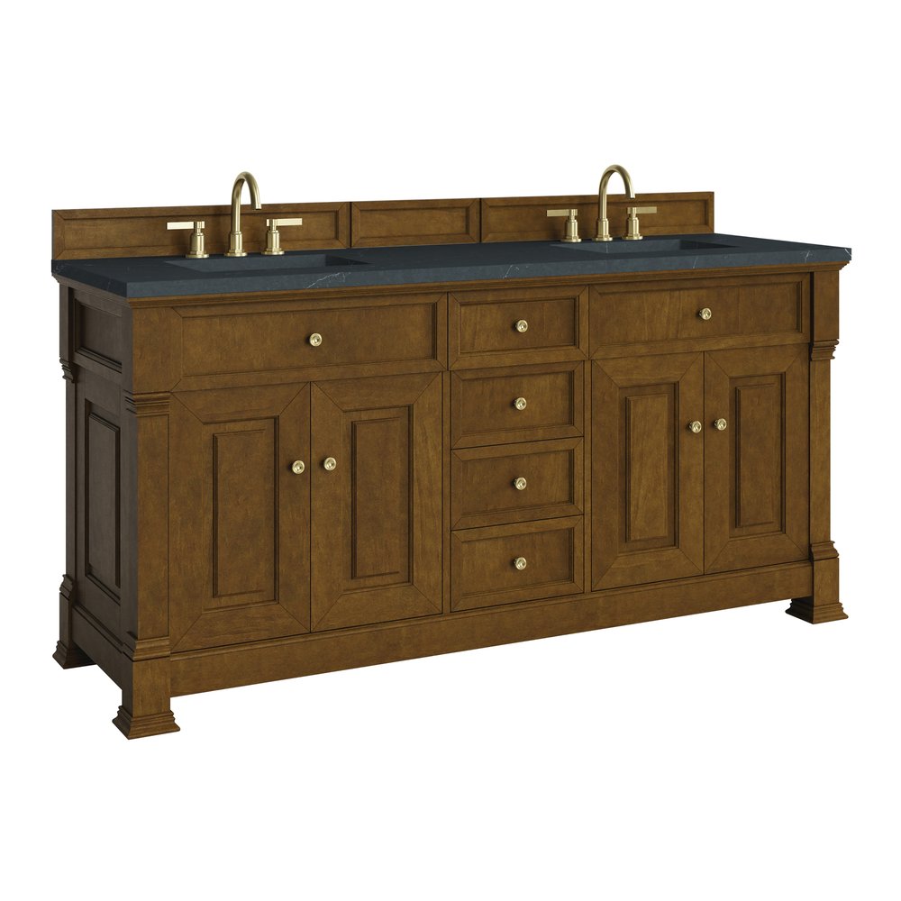 James Martin - Brookfield 72" Double Vanity, Honey Oak, w/ 3 CM Charcoal Soapstone Silestone Top - 547-V72-HNO-3CSP view 9