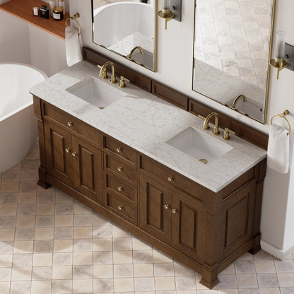 James Martin - Brookfield 72" Double Vanity, Honey Oak w/ 3 CM Eternal Jasmine Pearl Silestone Top - 547-V72-HNO-3EJP view 7