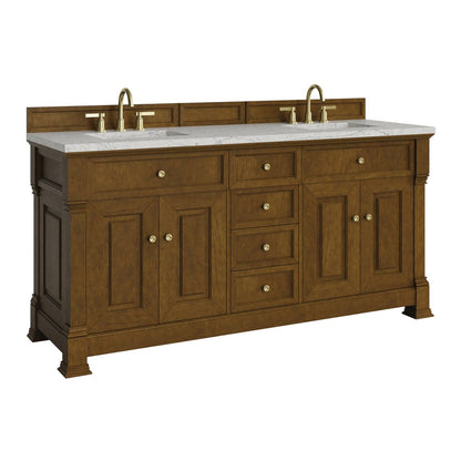 James Martin - Brookfield 72" Double Vanity, Honey Oak w/ 3 CM Eternal Jasmine Pearl Silestone Top - 547-V72-HNO-3EJP view 10