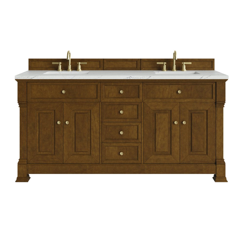 James Martin - Brookfield 72" Double Vanity, Honey Oak w/ 3 CM Ethereal Noctis Silestone Top - 547-V72-HNO-3ENC view 1