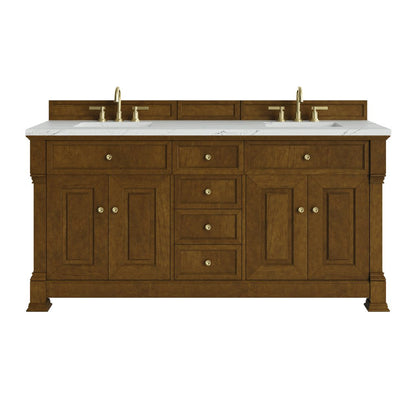 James Martin - Brookfield 72" Double Vanity, Honey Oak w/ 3 CM Ethereal Noctis Silestone Top - 547-V72-HNO-3ENC view 1