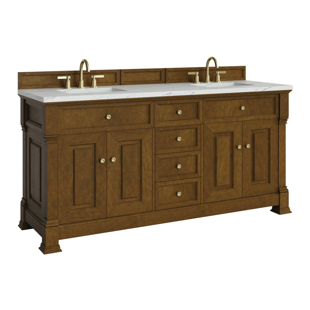 James Martin - Brookfield 72" Double Vanity, Honey Oak w/ 3 CM Ethereal Noctis Silestone Top - 547-V72-HNO-3ENC view 10