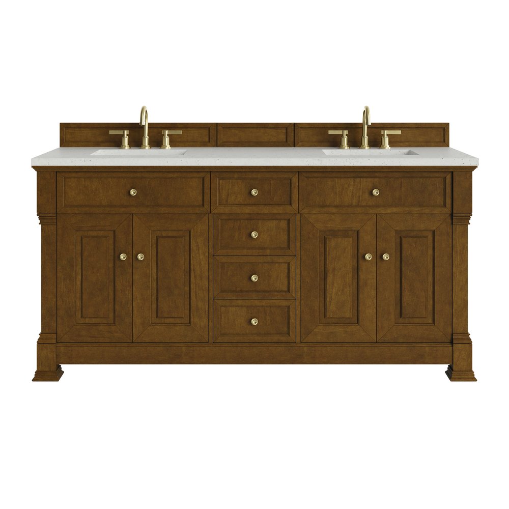 James Martin - Brookfield 72" Double Vanity, Honey Oak w/ 3 CM Lime Delight Silestone Top - 547-V72-HNO-3LDL view 1