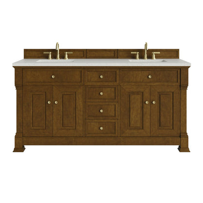 James Martin - Brookfield 72" Double Vanity, Honey Oak w/ 3 CM Lime Delight Silestone Top - 547-V72-HNO-3LDL view 1