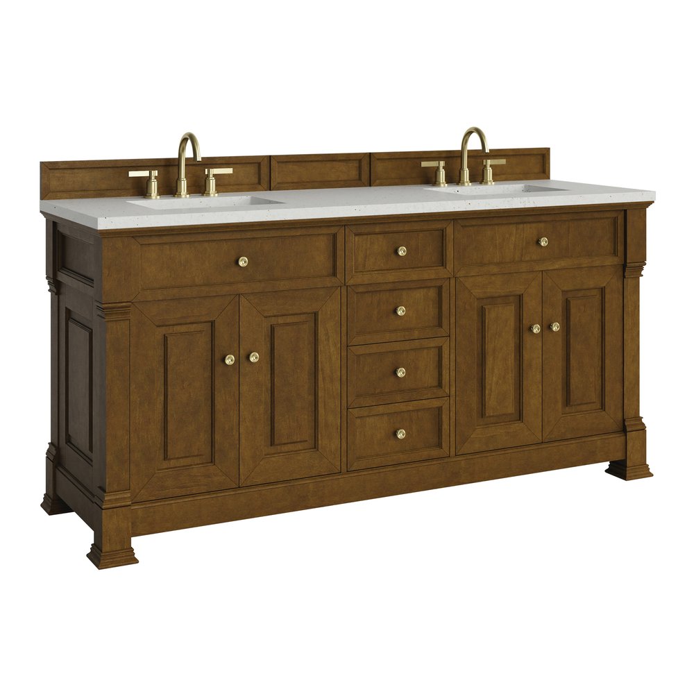 James Martin - Brookfield 72" Double Vanity, Honey Oak w/ 3 CM Lime Delight Silestone Top - 547-V72-HNO-3LDL view 10