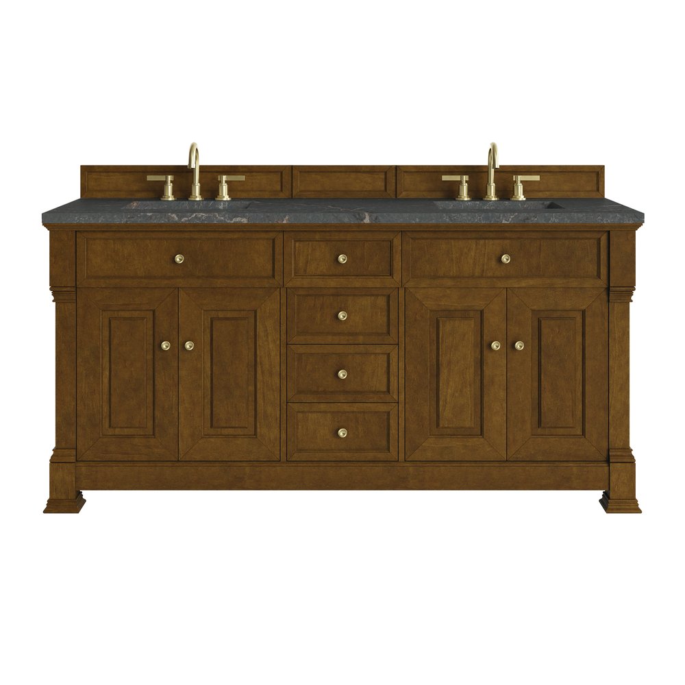 James Martin - Brookfield 72" Double Vanity, Honey Oak w/ 3 CM Parisien Bleu Silestone Top - 547-V72-HNO-3PBL view 1