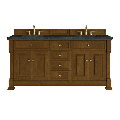 James Martin - Brookfield 72" Double Vanity, Honey Oak, w/ 3 CM Phantome Eclos Top - 547-V72-HNO-3PHT view 1