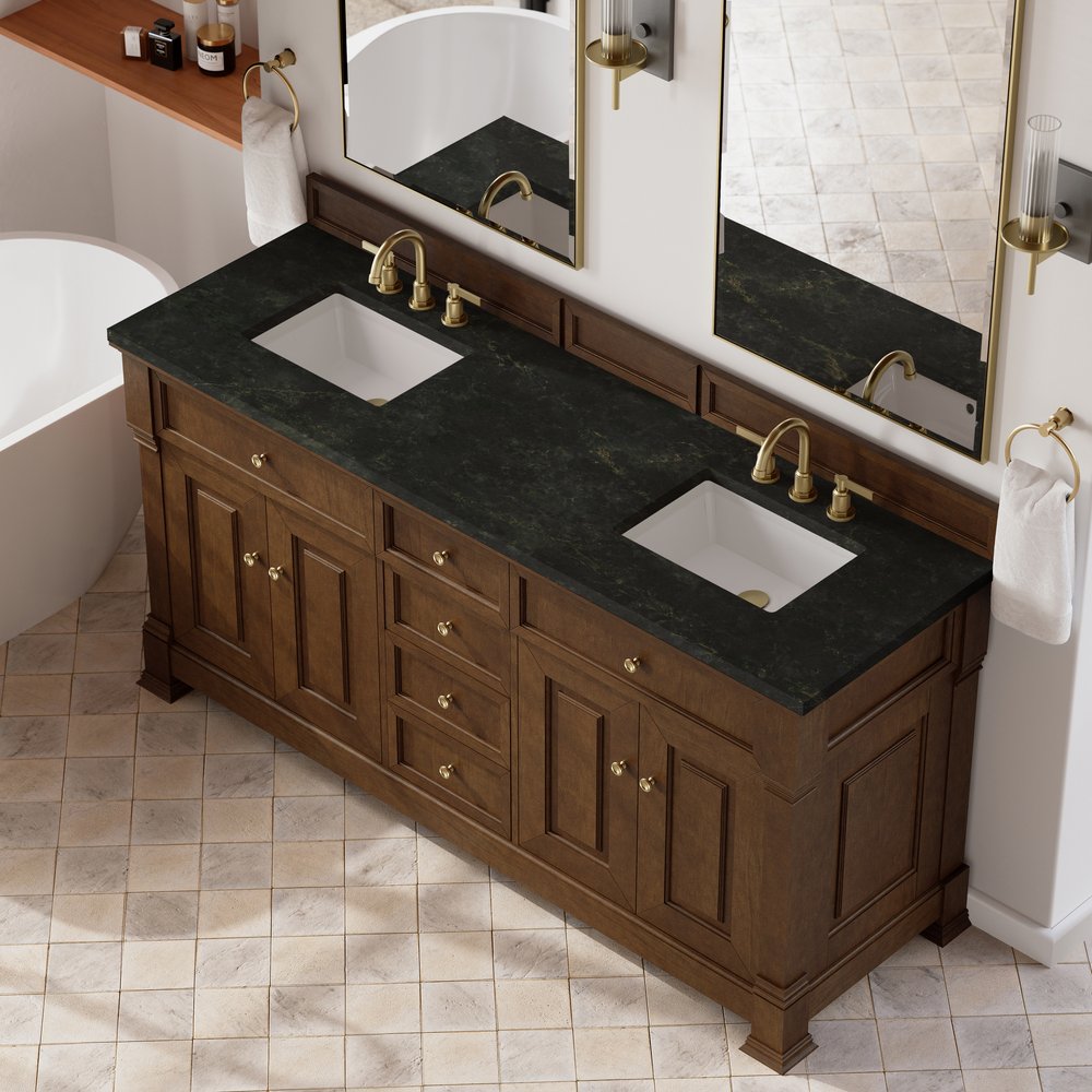 James Martin - Brookfield 72" Double Vanity, Honey Oak, w/ 3 CM Phantome Eclos Top - 547-V72-HNO-3PHT view 7