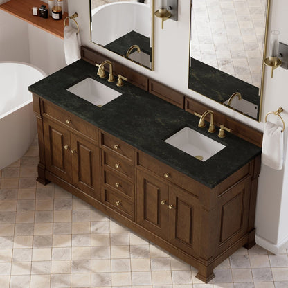 James Martin - Brookfield 72" Double Vanity, Honey Oak, w/ 3 CM Phantome Eclos Top - 547-V72-HNO-3PHT view 7