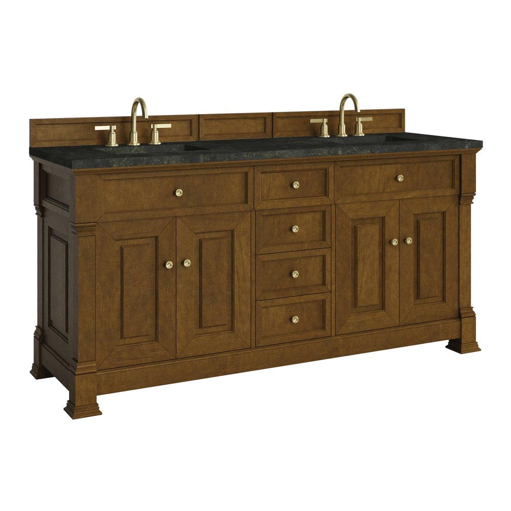 James Martin - Brookfield 72" Double Vanity, Honey Oak, w/ 3 CM Phantome Eclos Top - 547-V72-HNO-3PHT view 9