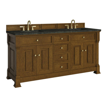 James Martin - Brookfield 72" Double Vanity, Honey Oak, w/ 3 CM Phantome Eclos Top - 547-V72-HNO-3PHT view 9