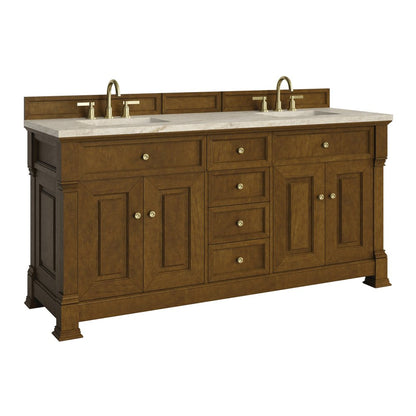 James Martin - Brookfield 72" Double Vanity, Honey Oak, w/ 3 CM Tajnar Eclos Top - 547-V72-HNO-3TJR view 9