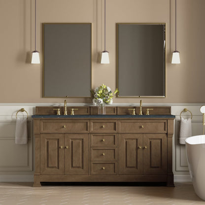 James Martin - Brookfield 72" Double Vanity, Pecan, w/ 3 CM Charcoal Soapstone Silestone Top - 547-V72-PCN-3CSP view 3