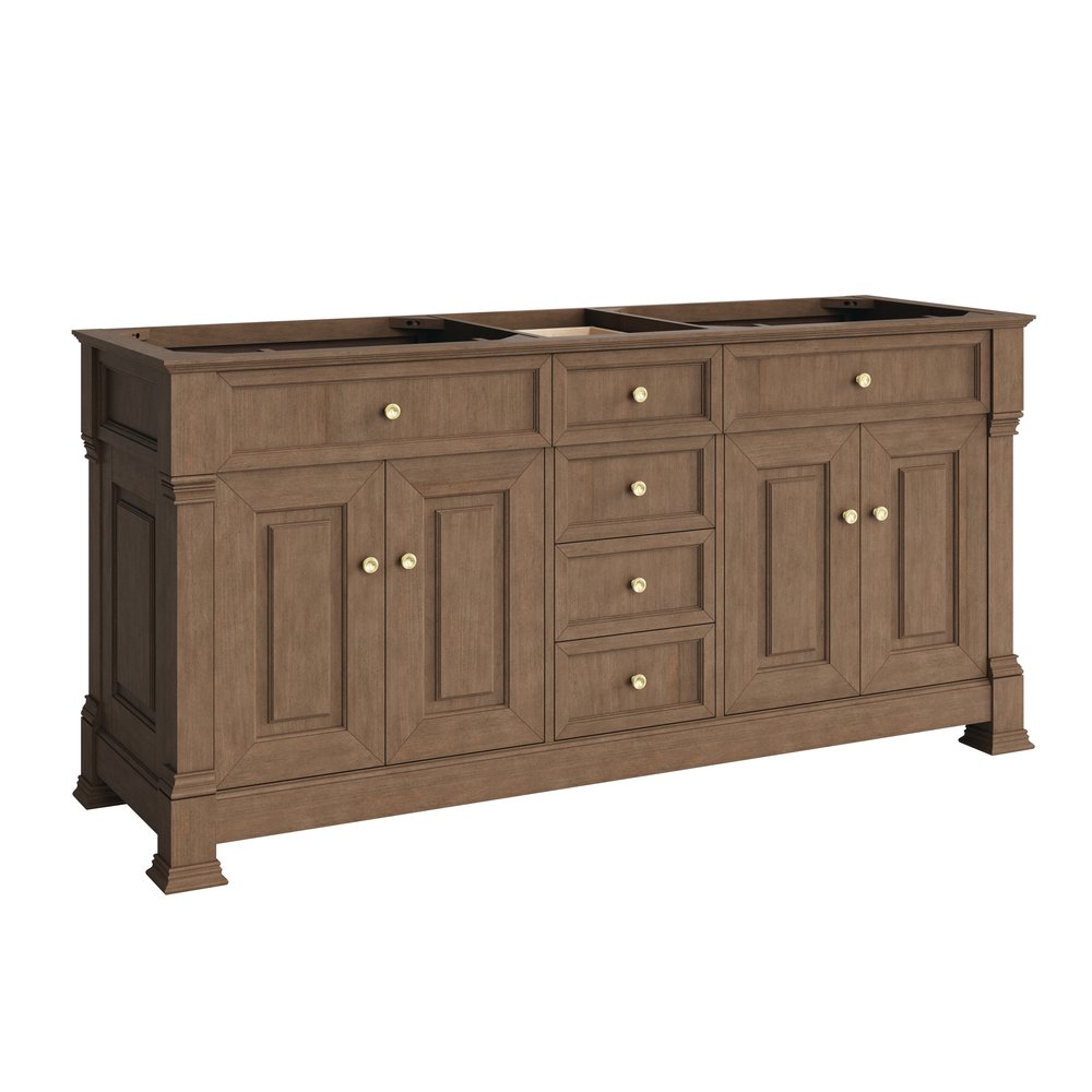 James Martin - Brookfield 72" Double Vanity, Pecan w/ 3 CM Lime Delight Silestone Top - 547-V72-PCN-3LDL view 2