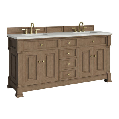 James Martin - Brookfield 72" Double Vanity, Pecan w/ 3 CM Lime Delight Silestone Top - 547-V72-PCN-3LDL view 10
