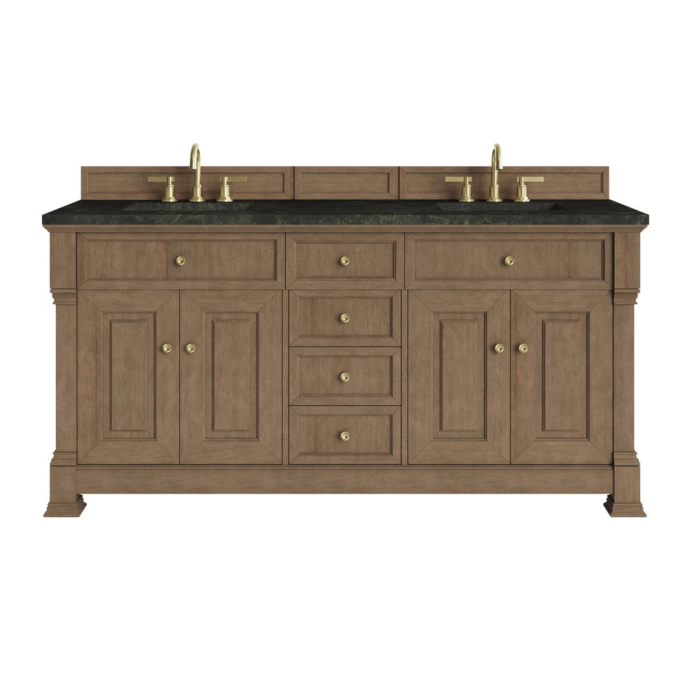 James Martin - Brookfield 72" Double Vanity, Pecan, w/ 3 CM Phantome Eclos Top - 547-V72-PCN-3PHT view 1
