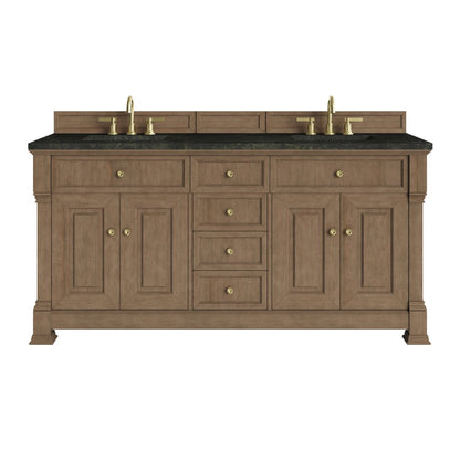James Martin - Brookfield 72" Double Vanity, Pecan, w/ 3 CM Phantome Eclos Top - 547-V72-PCN-3PHT view 1