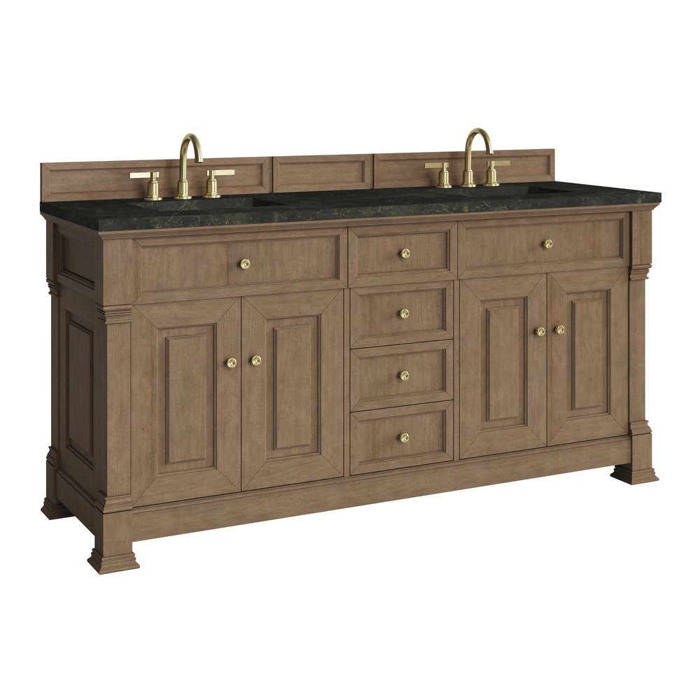 James Martin - Brookfield 72" Double Vanity, Pecan, w/ 3 CM Phantome Eclos Top - 547-V72-PCN-3PHT view 9