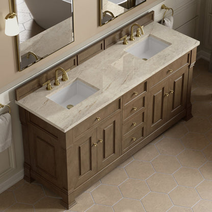 James Martin - Brookfield 72" Double Vanity, Pecan, w/ 3 CM Tajnar Eclos Top - 547-V72-PCN-3TJR view 7