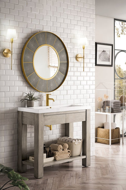 James Martin - Brooklyn 39.5" Single Console Vanity, Platinum Ash w/ White Glossy Composite Stone Top - C205V39.5PTAWG view 4