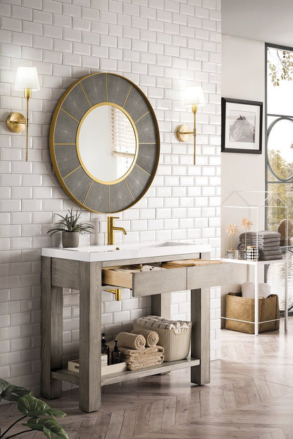James Martin - Brooklyn 39.5" Single Console Vanity, Platinum Ash w/ White Glossy Composite Stone Top - C205V39.5PTAWG view 5